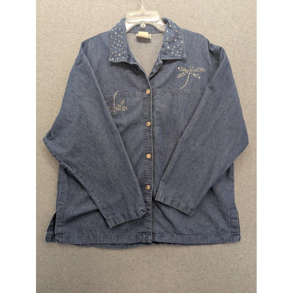 Vintage Saint Germain Paris Jacket Womens XL Denim Studded Western Made USA 90s